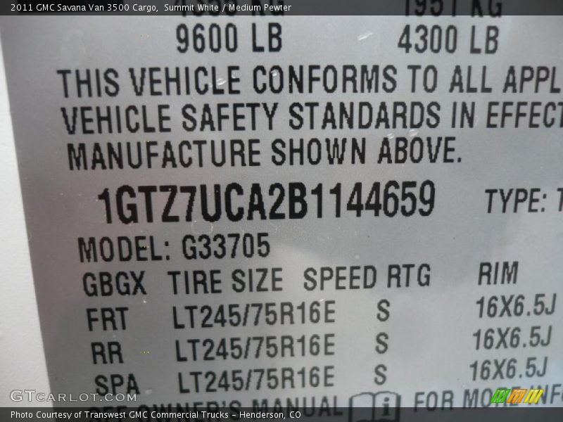 Summit White / Medium Pewter 2011 GMC Savana Van 3500 Cargo