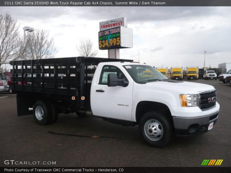 Summit White / Dark Titanium 2011 GMC Sierra 3500HD Work Truck Regular Cab 4x4 Chassis