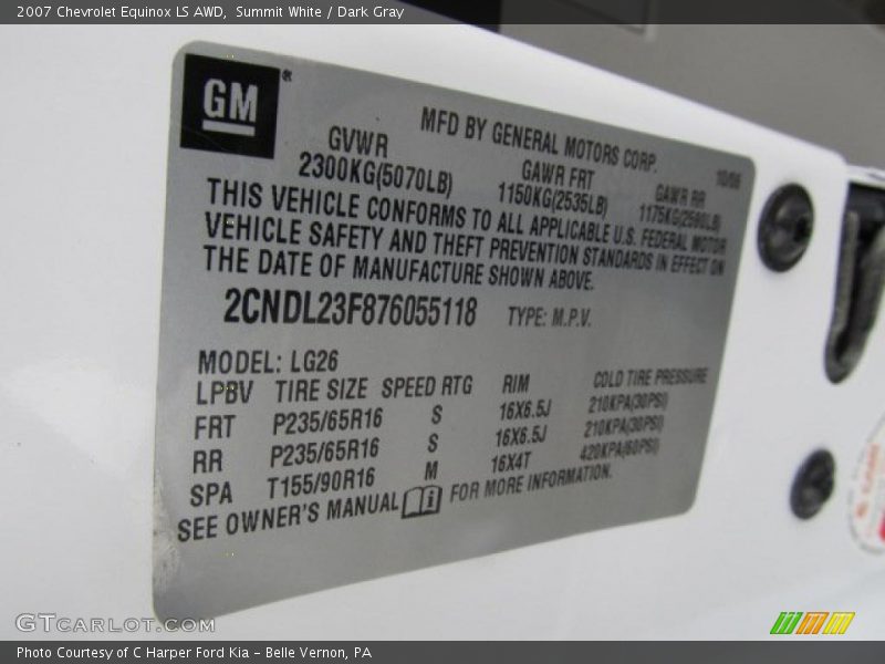 Summit White / Dark Gray 2007 Chevrolet Equinox LS AWD
