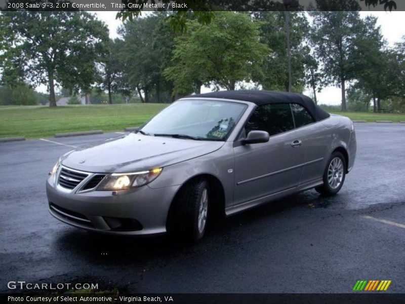 Titan Gray Metallic / Black 2008 Saab 9-3 2.0T Convertible