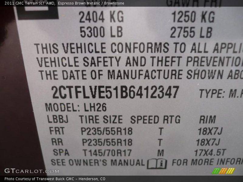 Espresso Brown Metallic / Brownstone 2011 GMC Terrain SLT AWD
