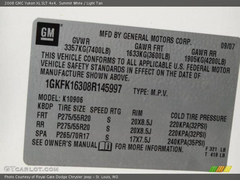 Summit White / Light Tan 2008 GMC Yukon XL SLT 4x4