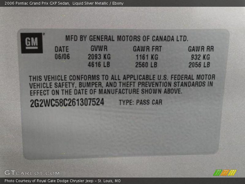 Liquid Silver Metallic / Ebony 2006 Pontiac Grand Prix GXP Sedan