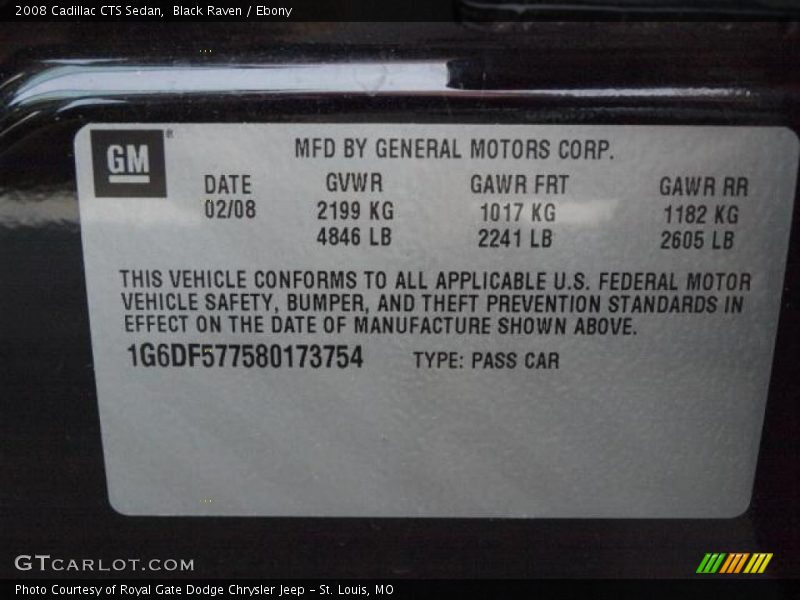 Black Raven / Ebony 2008 Cadillac CTS Sedan