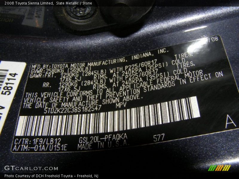 Slate Metallic / Stone 2008 Toyota Sienna Limited