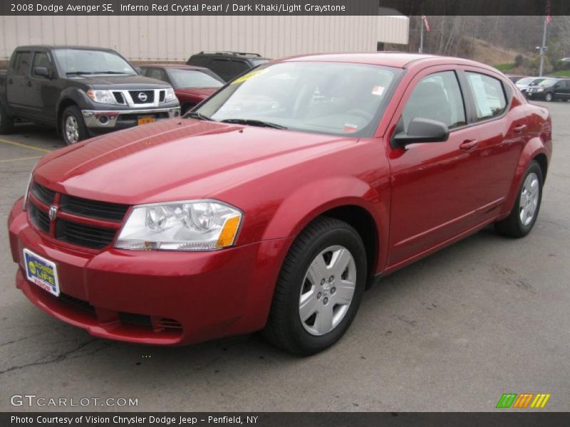 Inferno Red Crystal Pearl / Dark Khaki/Light Graystone 2008 Dodge Avenger SE