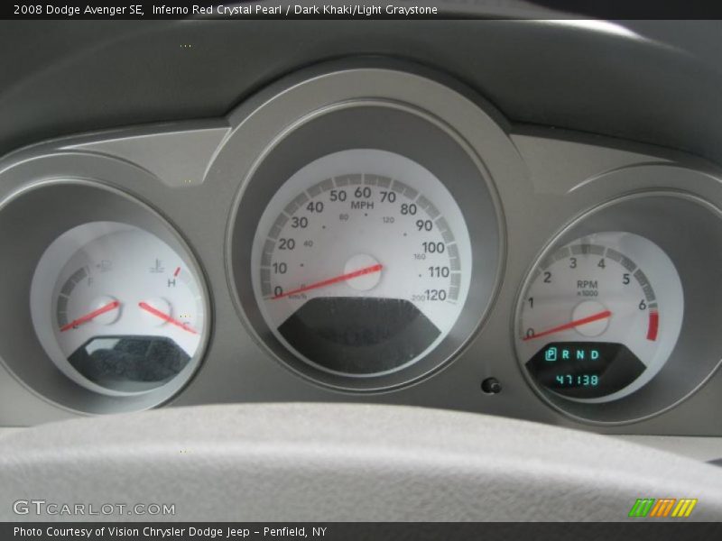 Inferno Red Crystal Pearl / Dark Khaki/Light Graystone 2008 Dodge Avenger SE