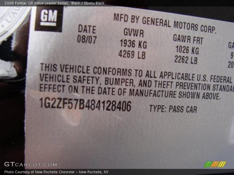 Black / Ebony Black 2008 Pontiac G6 Value Leader Sedan