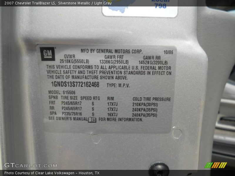 Silverstone Metallic / Light Gray 2007 Chevrolet TrailBlazer LS