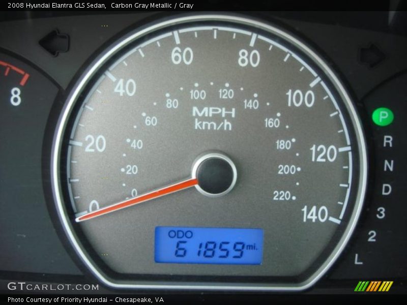 Carbon Gray Metallic / Gray 2008 Hyundai Elantra GLS Sedan