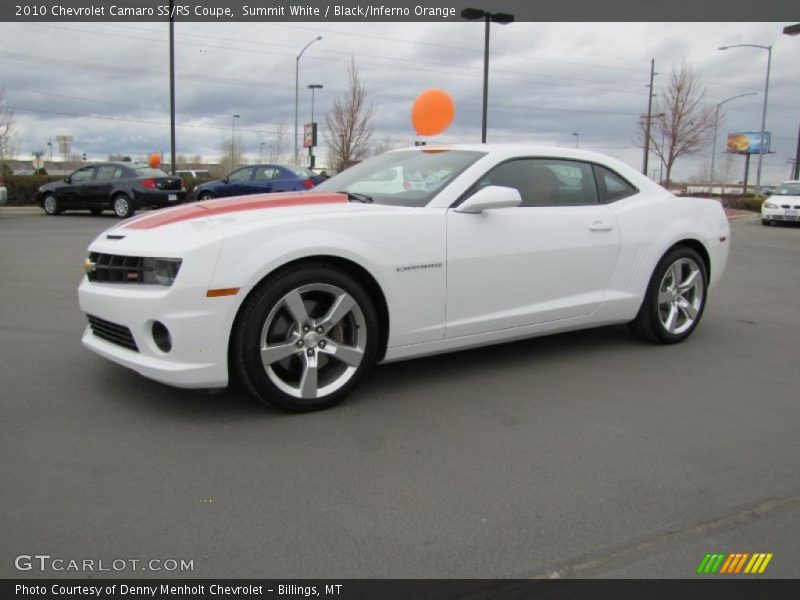 Summit White / Black/Inferno Orange 2010 Chevrolet Camaro SS/RS Coupe