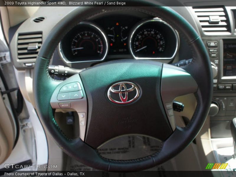 Blizzard White Pearl / Sand Beige 2009 Toyota Highlander Sport 4WD