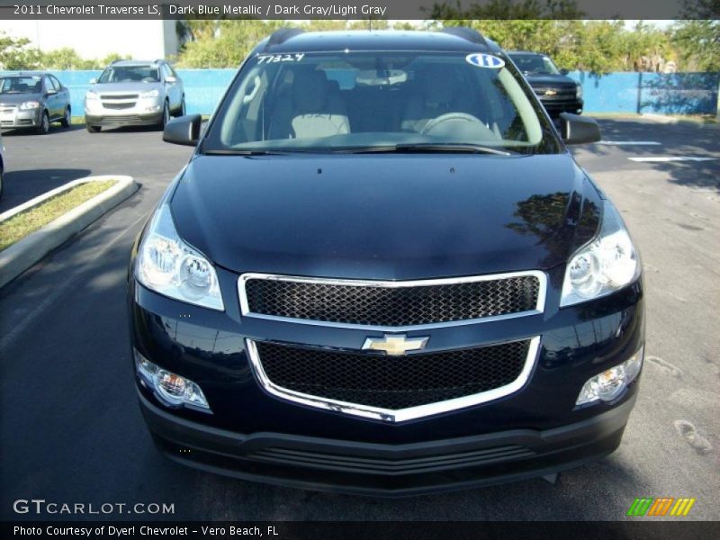 Dark Blue Metallic / Dark Gray/Light Gray 2011 Chevrolet Traverse LS