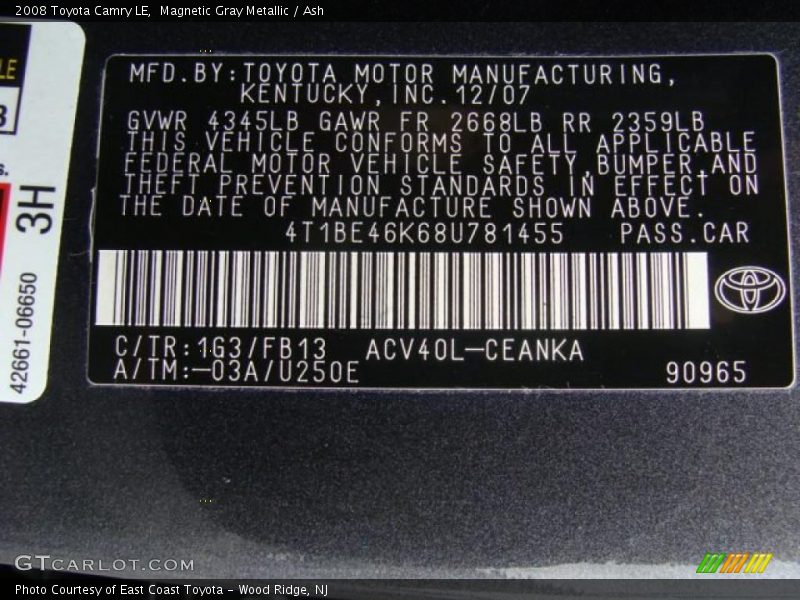 Magnetic Gray Metallic / Ash 2008 Toyota Camry LE