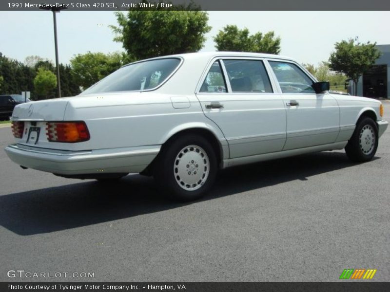 Arctic White / Blue 1991 Mercedes-Benz S Class 420 SEL