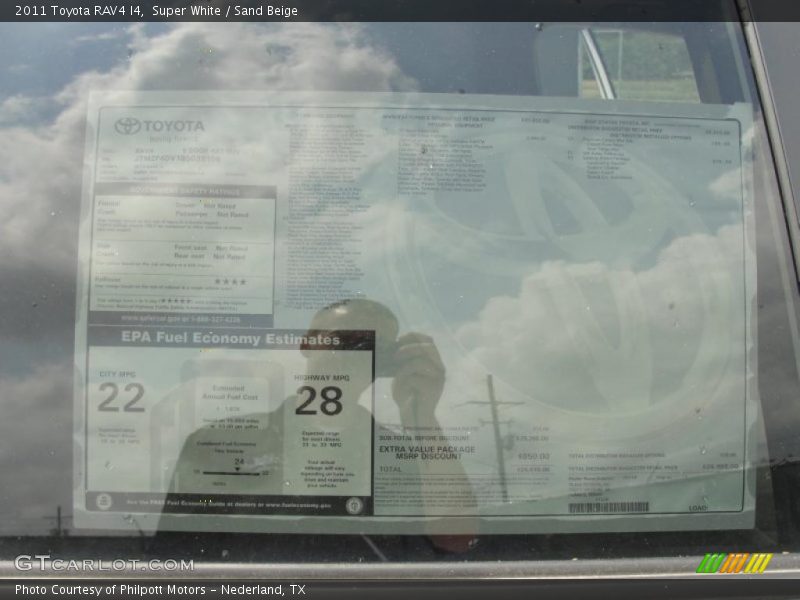  2011 RAV4 I4 Window Sticker