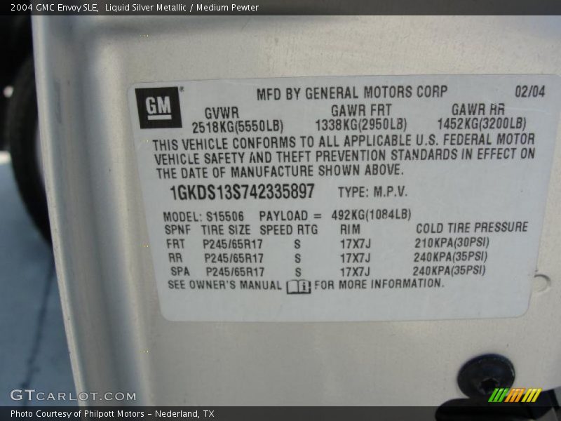 Liquid Silver Metallic / Medium Pewter 2004 GMC Envoy SLE