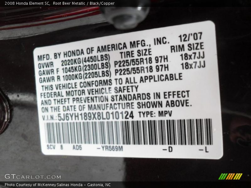 2008 Element SC Root Beer Metallic Color Code YR569M