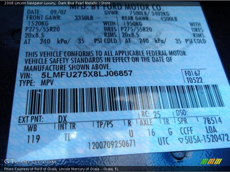 Dark Blue Pearl Metallic / Stone 2008 Lincoln Navigator Luxury