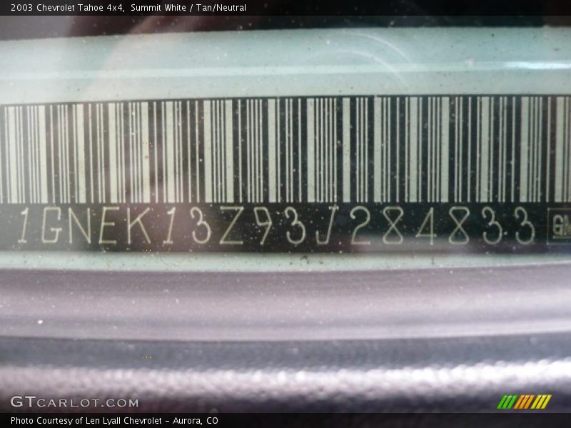 Summit White / Tan/Neutral 2003 Chevrolet Tahoe 4x4
