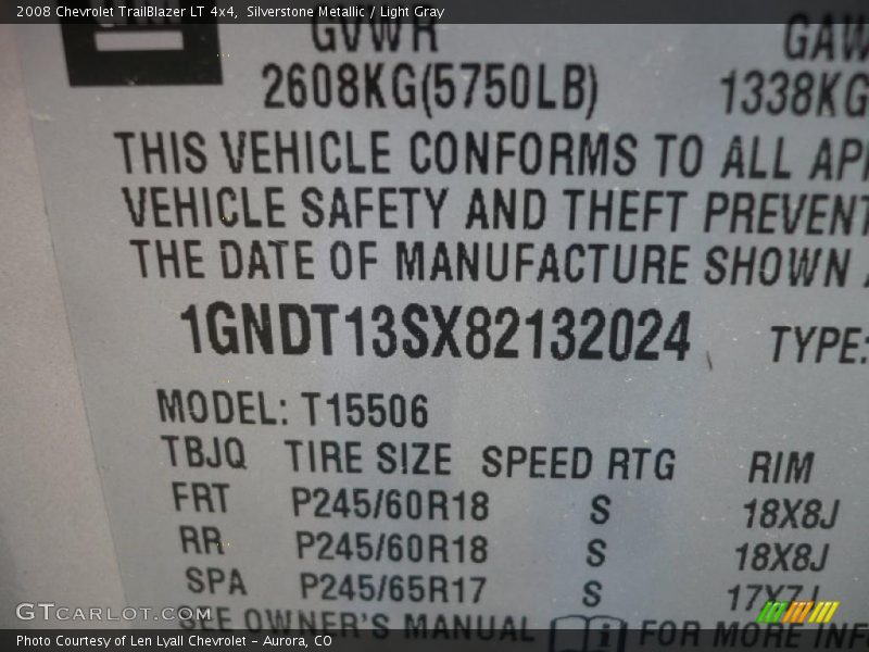 Silverstone Metallic / Light Gray 2008 Chevrolet TrailBlazer LT 4x4