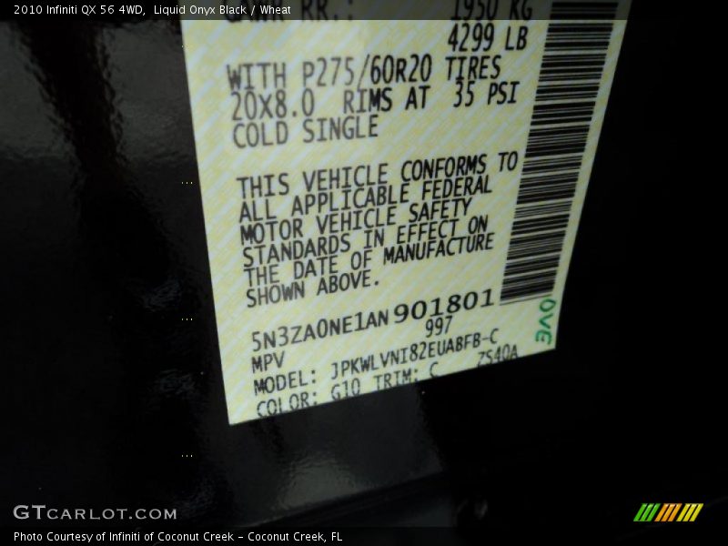 Liquid Onyx Black / Wheat 2010 Infiniti QX 56 4WD