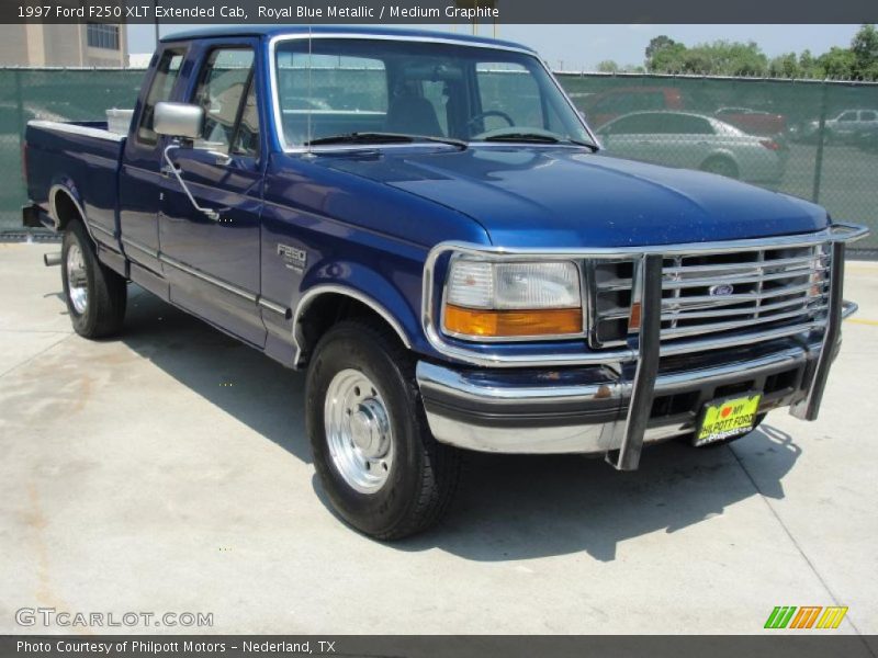 Royal Blue Metallic / Medium Graphite 1997 Ford F250 XLT Extended Cab