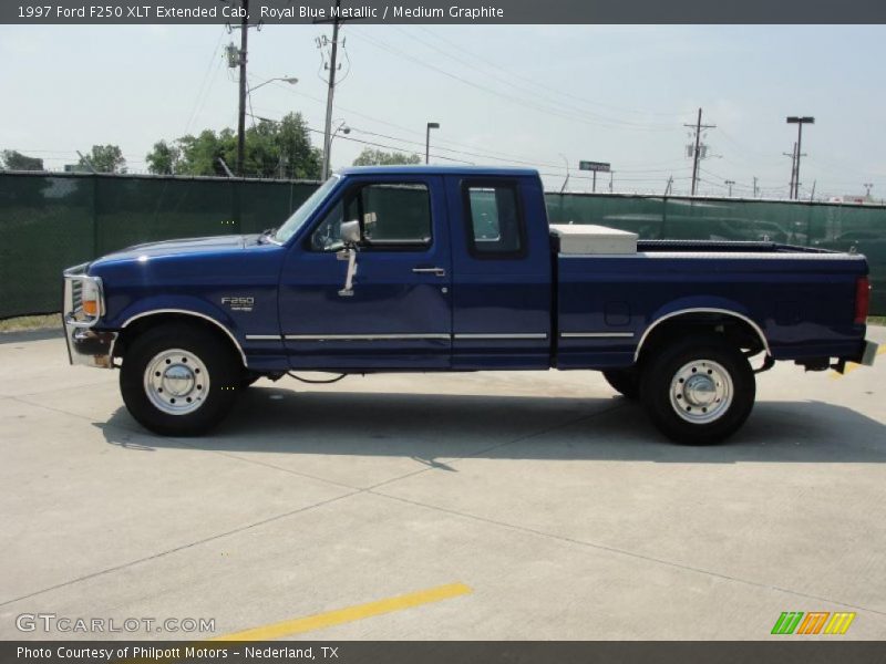 Royal Blue Metallic / Medium Graphite 1997 Ford F250 XLT Extended Cab