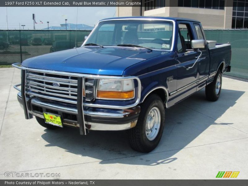 Royal Blue Metallic / Medium Graphite 1997 Ford F250 XLT Extended Cab