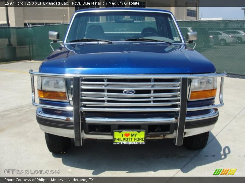 Royal Blue Metallic / Medium Graphite 1997 Ford F250 XLT Extended Cab