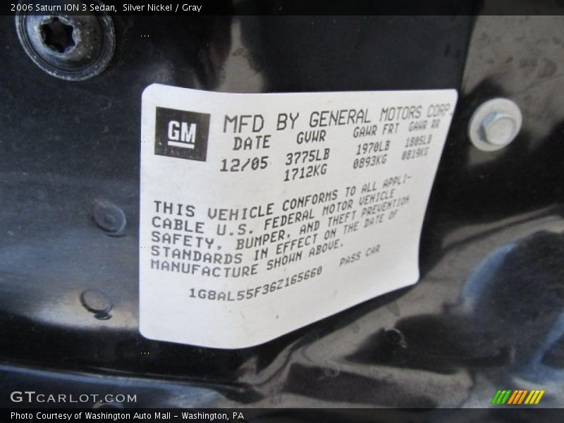 Silver Nickel / Gray 2006 Saturn ION 3 Sedan