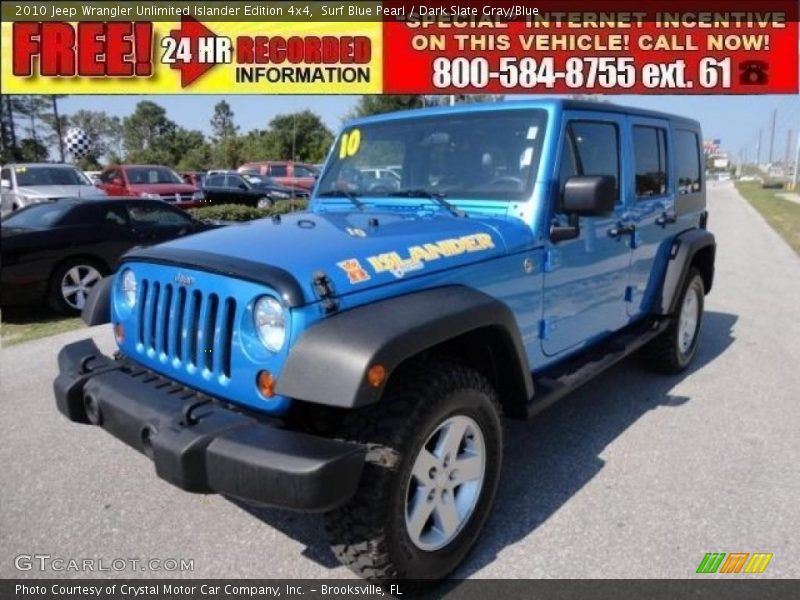 Surf Blue Pearl / Dark Slate Gray/Blue 2010 Jeep Wrangler Unlimited Islander Edition 4x4