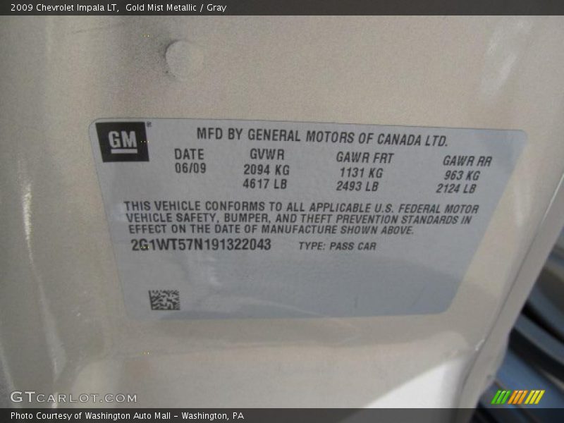 Gold Mist Metallic / Gray 2009 Chevrolet Impala LT