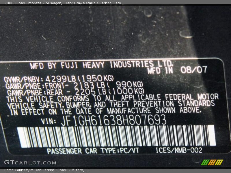 Dark Gray Metallic / Carbon Black 2008 Subaru Impreza 2.5i Wagon