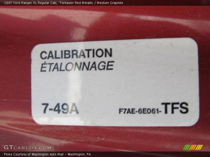 Toreador Red Metallic / Medium Graphite 1997 Ford Ranger XL Regular Cab