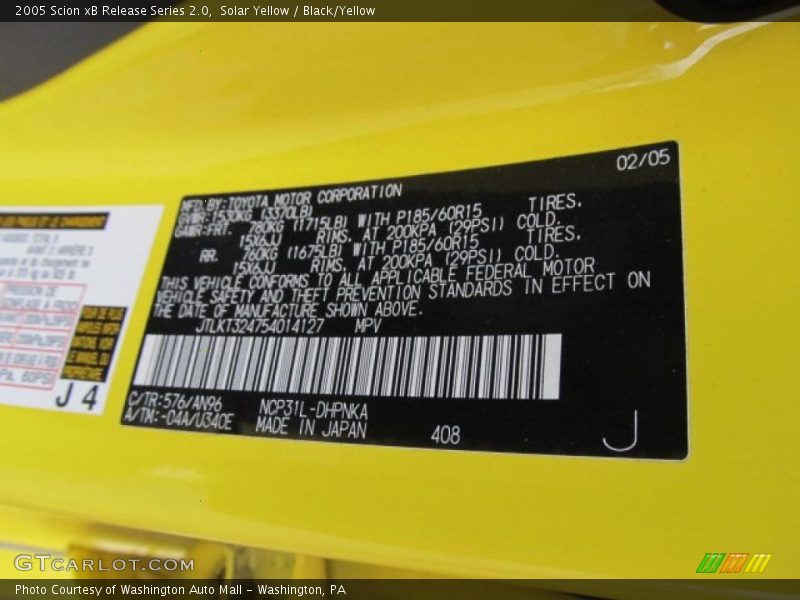 2005 xB Release Series 2.0 Solar Yellow Color Code 576
