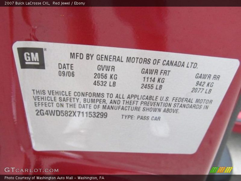 Red Jewel / Ebony 2007 Buick LaCrosse CXL