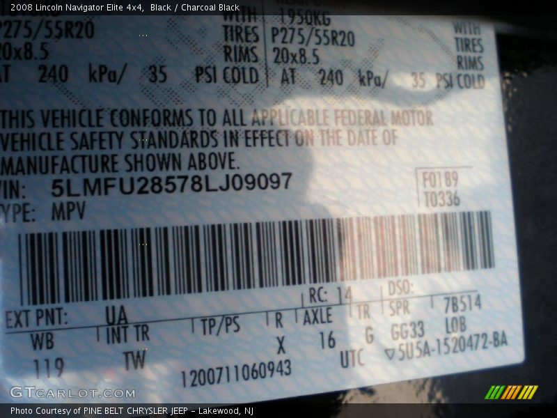 Black / Charcoal Black 2008 Lincoln Navigator Elite 4x4
