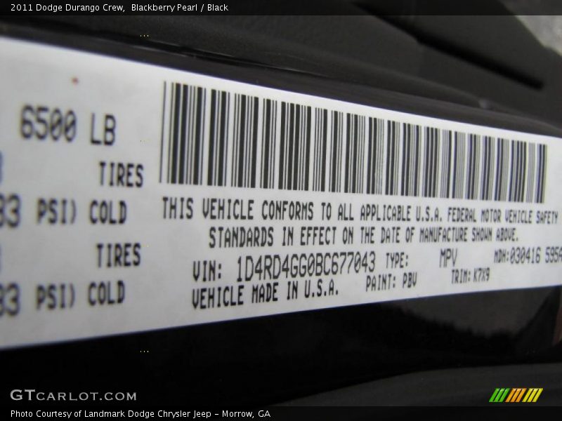 Blackberry Pearl / Black 2011 Dodge Durango Crew