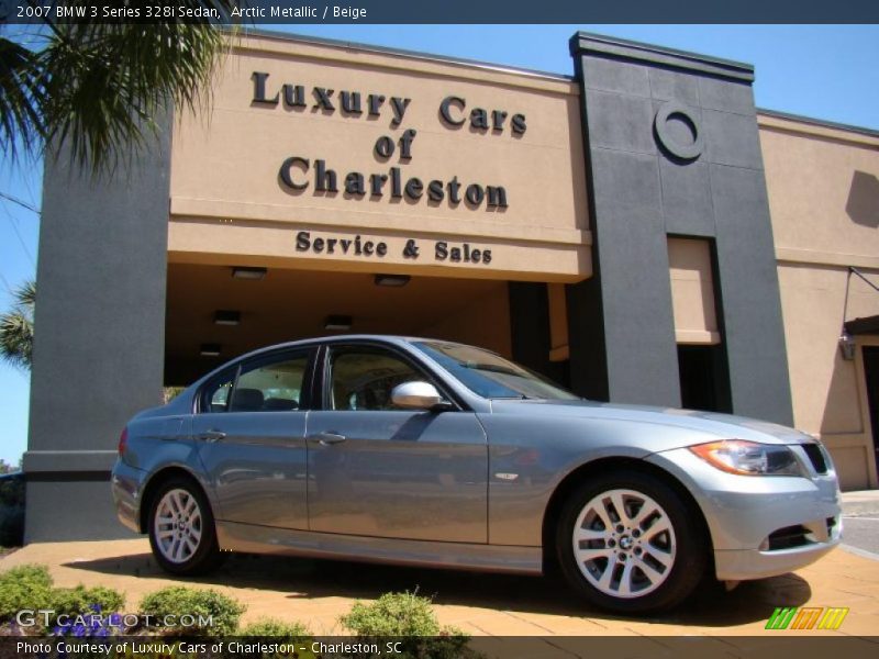Arctic Metallic / Beige 2007 BMW 3 Series 328i Sedan