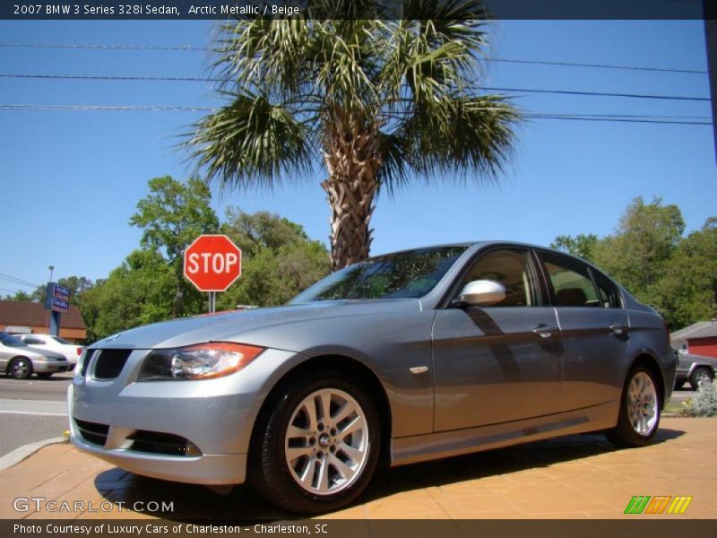 Arctic Metallic / Beige 2007 BMW 3 Series 328i Sedan