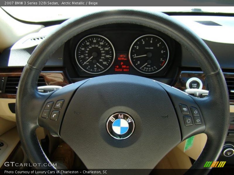 Arctic Metallic / Beige 2007 BMW 3 Series 328i Sedan