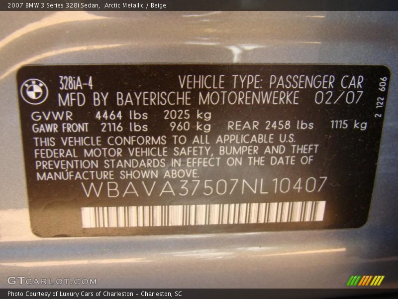 Arctic Metallic / Beige 2007 BMW 3 Series 328i Sedan
