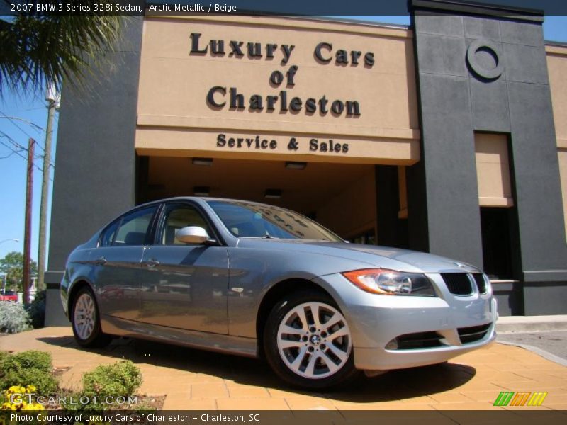 Arctic Metallic / Beige 2007 BMW 3 Series 328i Sedan
