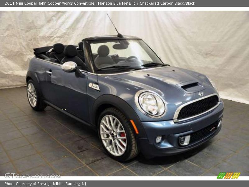 Horizon Blue Metallic / Checkered Carbon Black/Black 2011 Mini Cooper John Cooper Works Convertible