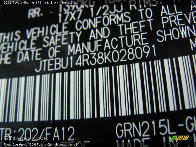 Black / Stone Gray 2008 Toyota 4Runner SR5 4x4