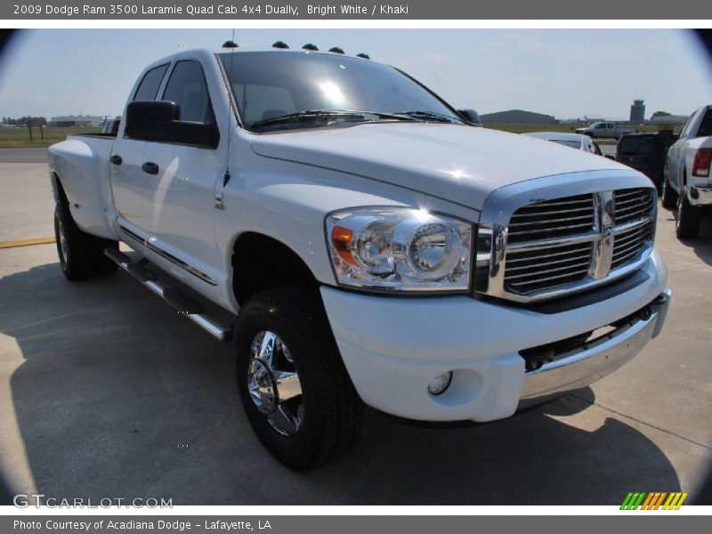 Bright White / Khaki 2009 Dodge Ram 3500 Laramie Quad Cab 4x4 Dually