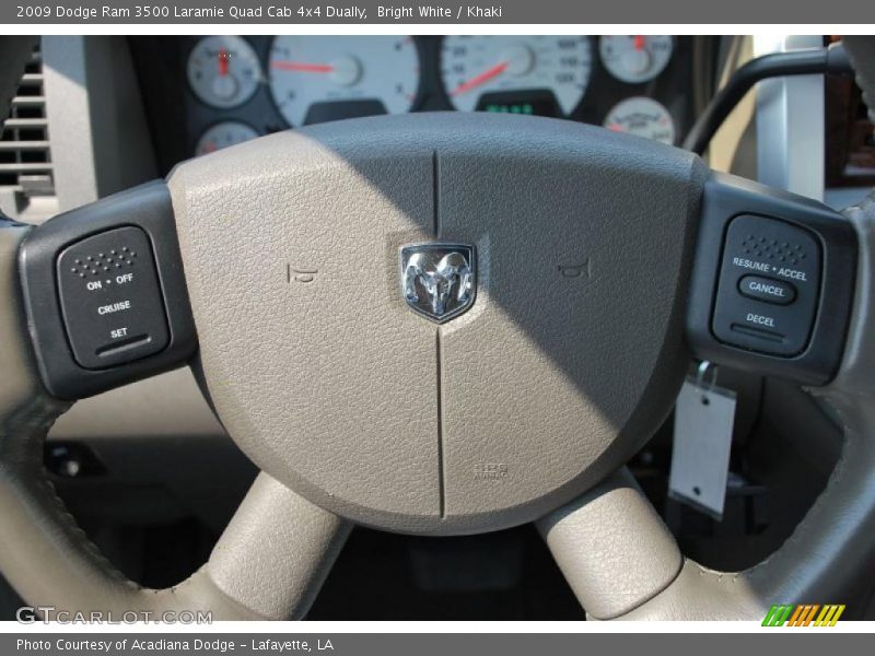 Bright White / Khaki 2009 Dodge Ram 3500 Laramie Quad Cab 4x4 Dually