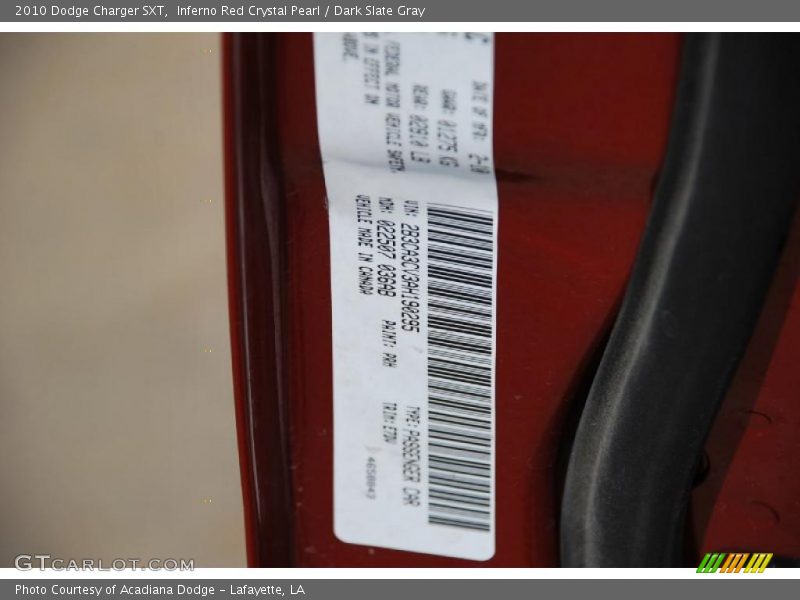 Inferno Red Crystal Pearl / Dark Slate Gray 2010 Dodge Charger SXT