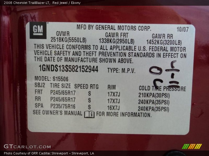 Red Jewel / Ebony 2008 Chevrolet TrailBlazer LT